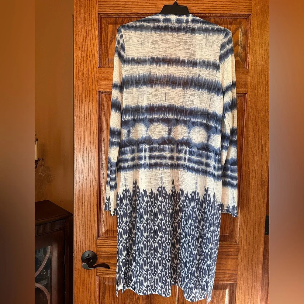 Navy and White Duster Cardigan - Picture 2 of 6